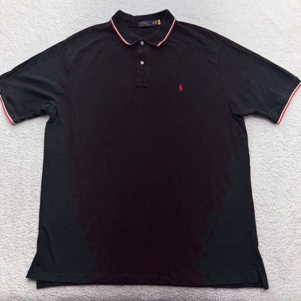 Polo Ralph Lauren Mens 3XLT Black Short Sleeve Tipped Collar Pique Polo Shirt